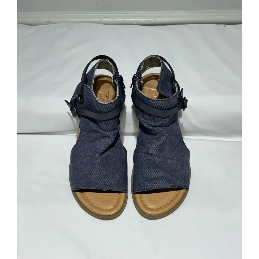 Blowfish blue canvas wedge sandals  Size 6.5